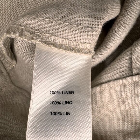 Chicos Linen Pants Womens L Beige Wide Leg Button Pull On Old Money Preppy Coast - Picture 3 of 7